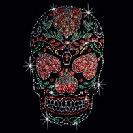 Rhinestone Hearts Eyes Skull